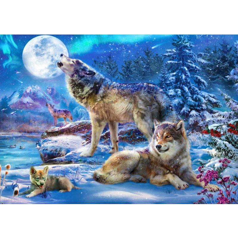 5D-Diamantmalerei, Wolf, rund, Kreuzstich, Diamantstickerei, Tiere, Perlenbild, Kits, Kunsthandwerk, Heimdekoration