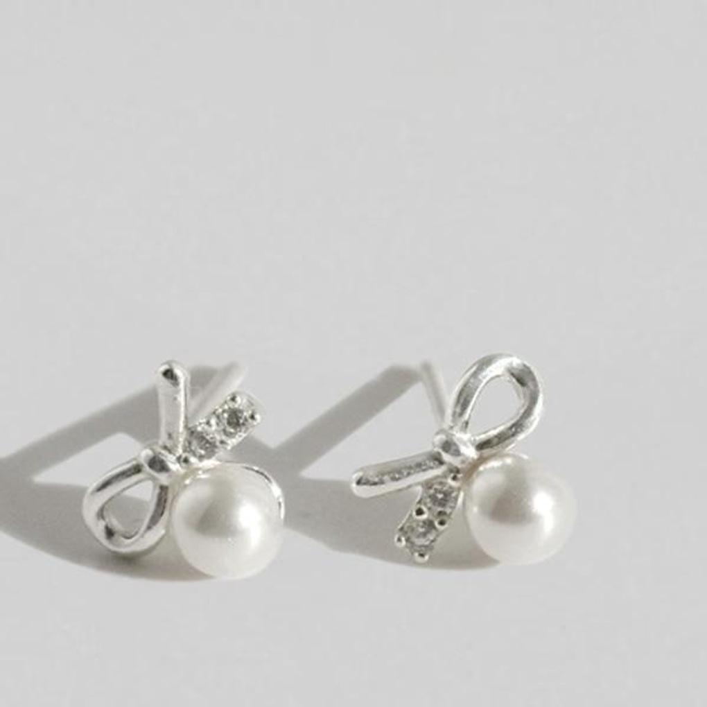 Women's Daily Accessory Ribbon Swallow Pearl Earrings