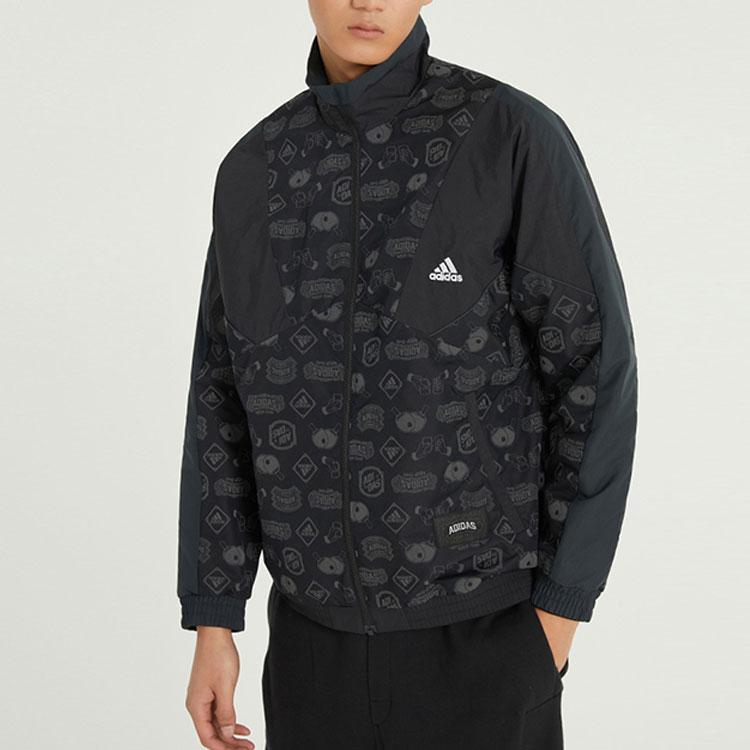 Adidas Logo Print Sports Casual Jacket Men Jackets Black HE7474