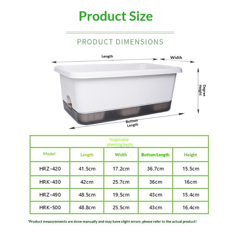 Rectangular Self Watering Planter Box UV Resistant Plastic Window Box with Drainage Tray for Outdoor Porch Green Planting