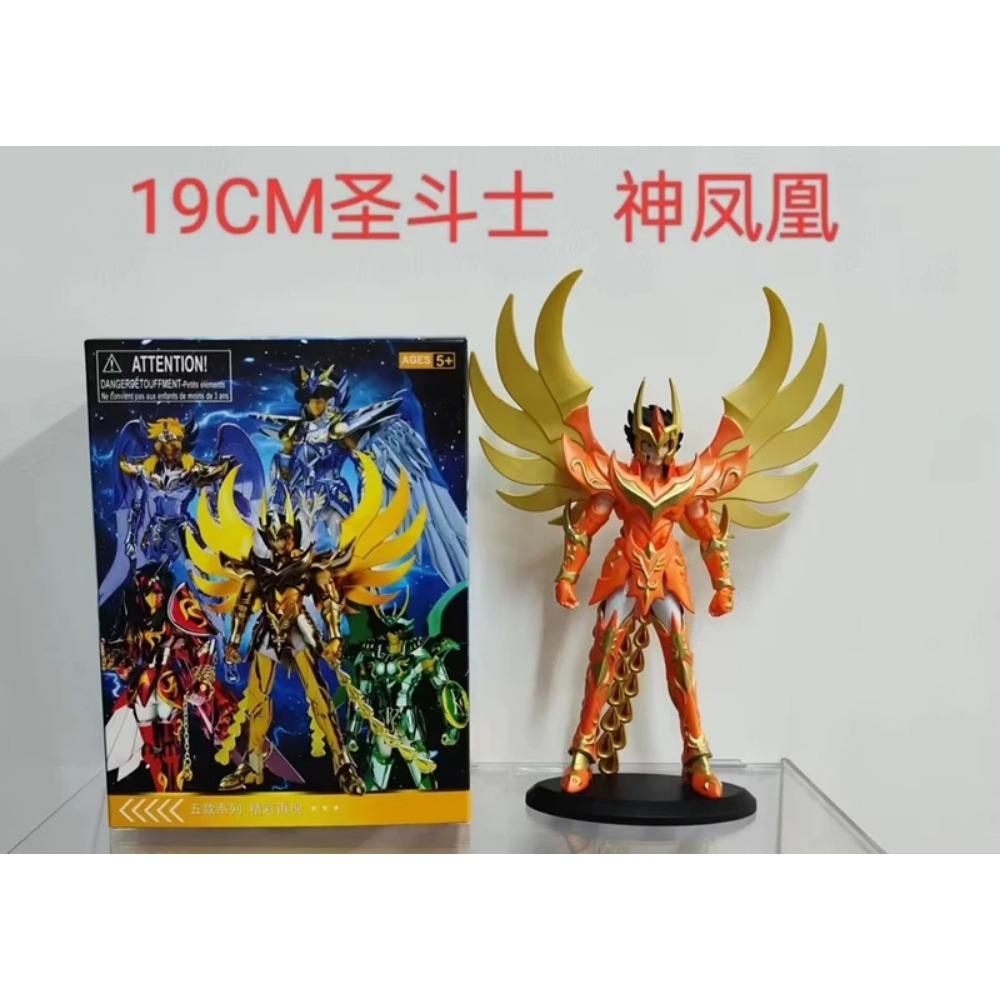 19CM Anime Figure Phoenix Ikki Hyoga Seiya Shiryu Standing Armor Model Children's Toys PVC Box Desktop Collection Decoration