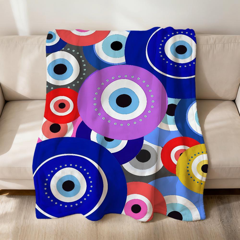 Fashion Cool Lucky E-Evil Eye N-Nazar Flannel Soft Warm Plush Blanket Sofa Living Room Pet Hogar Bedroom Gift Home Car Portable