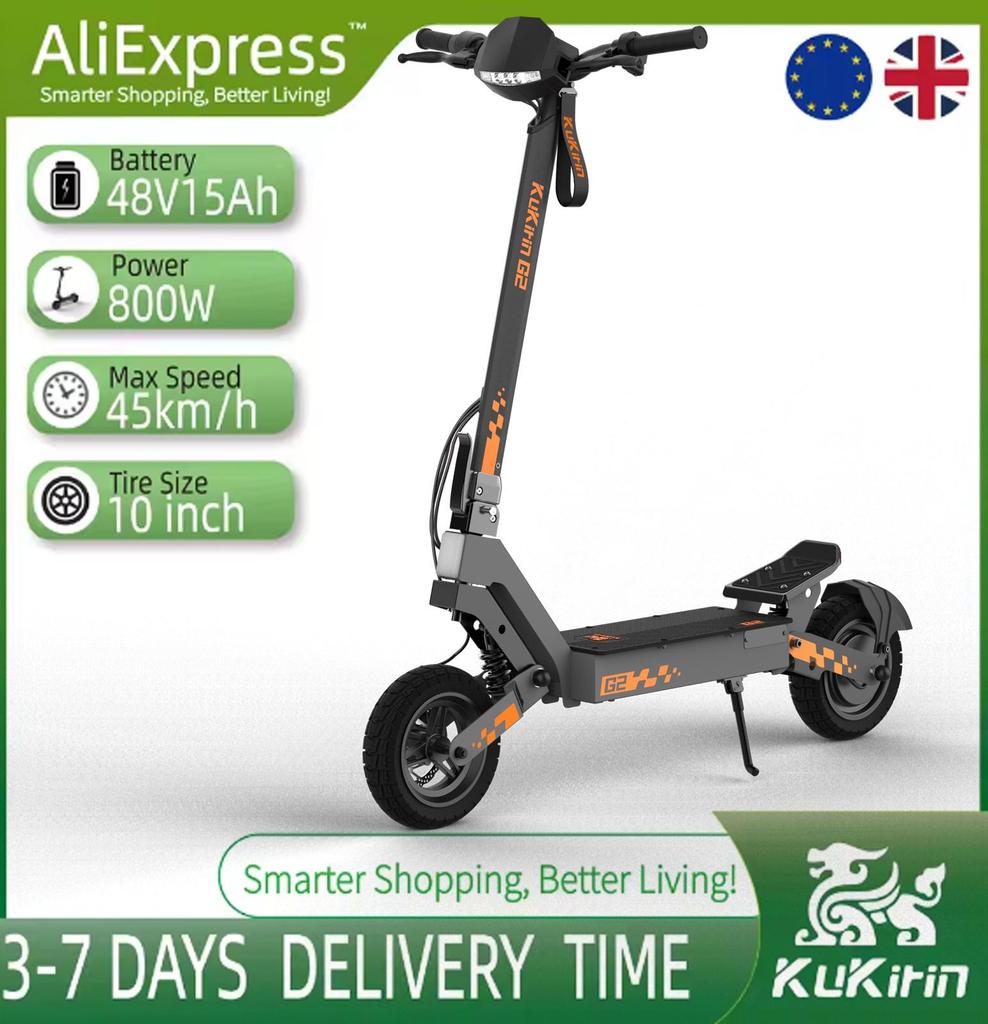 Kukirin G2 Folding Electric Scooter 800W 48V 15Ah | 45km/h Max Speed, 10'' Tires, Dual Disc Brakes