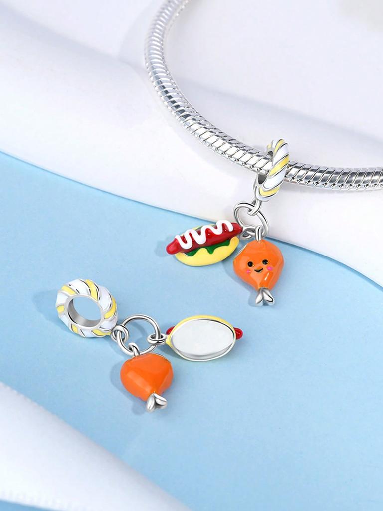 Charms Plata Copper Colors Fruit Dessert Cherry Cake Beads Charm Pendant For Original Bracelet For Women Diy Jewelry Love Gift