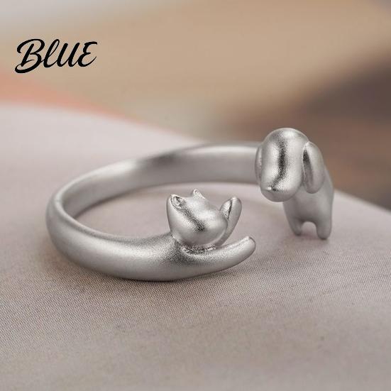 Engraved Pet Ring Cat And Dog Adjustable Alloy Open Memorial
