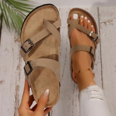 Sandali Bassi Retro Comodi da Donna Sandali con Cinturino a Punta Aperta Ciabatte Estive Casual