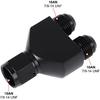 10AN Female to Parallel Dual 10AN 10AN Male Y Block Fuel Fitting Splitter Adapter Connector Aluminum Black