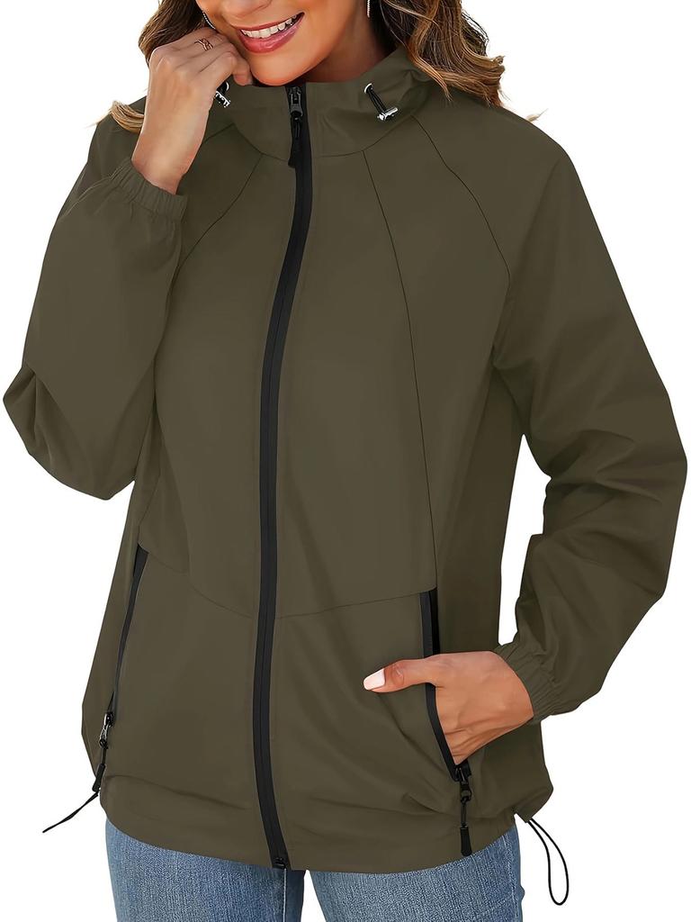 Popular windbreaker zipper hooded lightweight outdoor windproof jacket thin outdoor jacket women