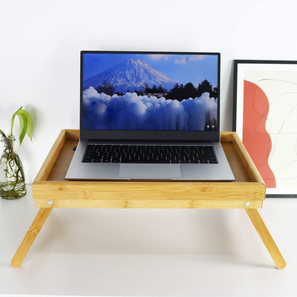 WKWKER Bamboo Folding Bedside Tray Low Chabudai Drafting Computer Desk Tray Table, Table, Table, Table, (Natural)
