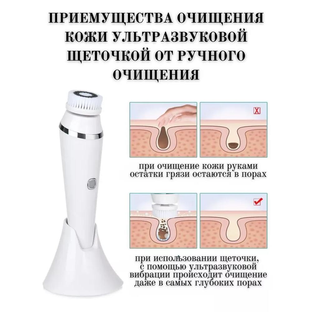 Electric brush for washing and massaging the face / Device for cleansing and caring for facial skin 4in1
