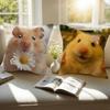 Funny Sad Hamster Emoticon Cushion Cover Pillowcase Upholstery Sofa Throw Pillow Home Decor Pillowcas
