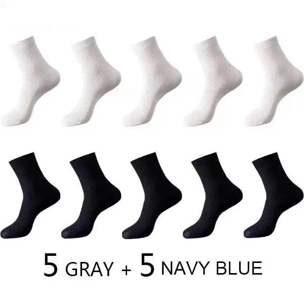 10Pairs/Men's Bamboo Fiber Socks Classic Business Office Stockings Breathable Deodorant Feet Men's Dress Socks Plus-size EU39-45