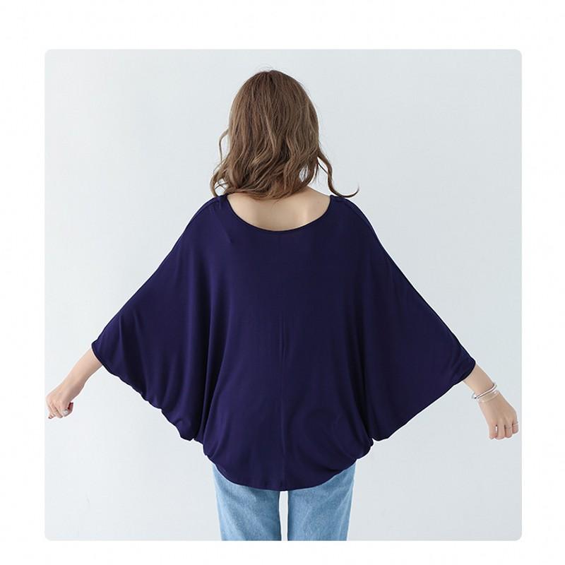 Plus Size Ladies 40-count Modal Batwing-sleeved Tshirt Short Sleeves Slimming Casual T-shirts Loose Tee Tops 13 Colors Japanese-style