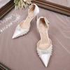 Fashion Wedding Shoes 2025 More Than Pearl Pointed Fine Heels With A Line Buckle High Heels Sexy Satin Single Shoe Women Pumpls