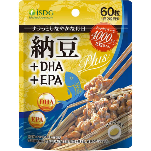 ISDG Nattokinase 4000 FU + DHA EPA, 60 Tablets (30-Day Supply), Healthy, Nutritious, Highly Active Natto Supplement for Seniors, 1 Pack