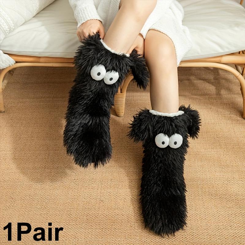 1 pár Vnitřní pantofle Jedna velikost Podkolenky na podlahu Teplé podkolenky do půl lýtka Vtipný protiskluzový design podrážky Fleecová podšívka Vícebarevné