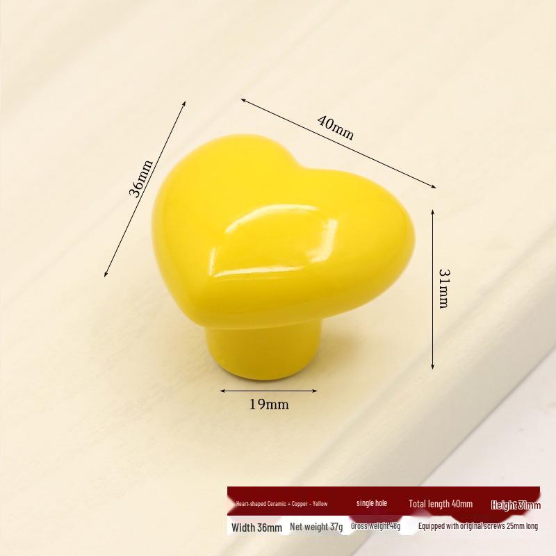 Colorful Heart-Shaped Ceramic Drawer Handle