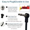 4Pcs 1/4" Right Angle Electric Guitar Pedal Audio Cable - Noise Free Space Saving Durable Pedal Board Cables for Guitar Pedals