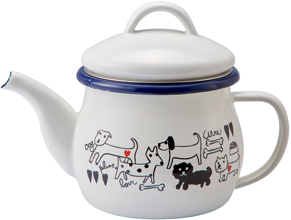 Toyo Horo Plune Enamel Teapot Monotone Dog W18 (with Strainer) Size Approx. D10.6 H12.5 PTP-604