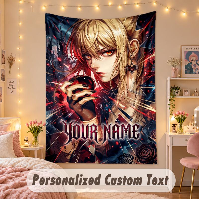 Custom Personalized Tapestry,Death Note Print Custom Name Text Wall Art Hanging for Bedroom