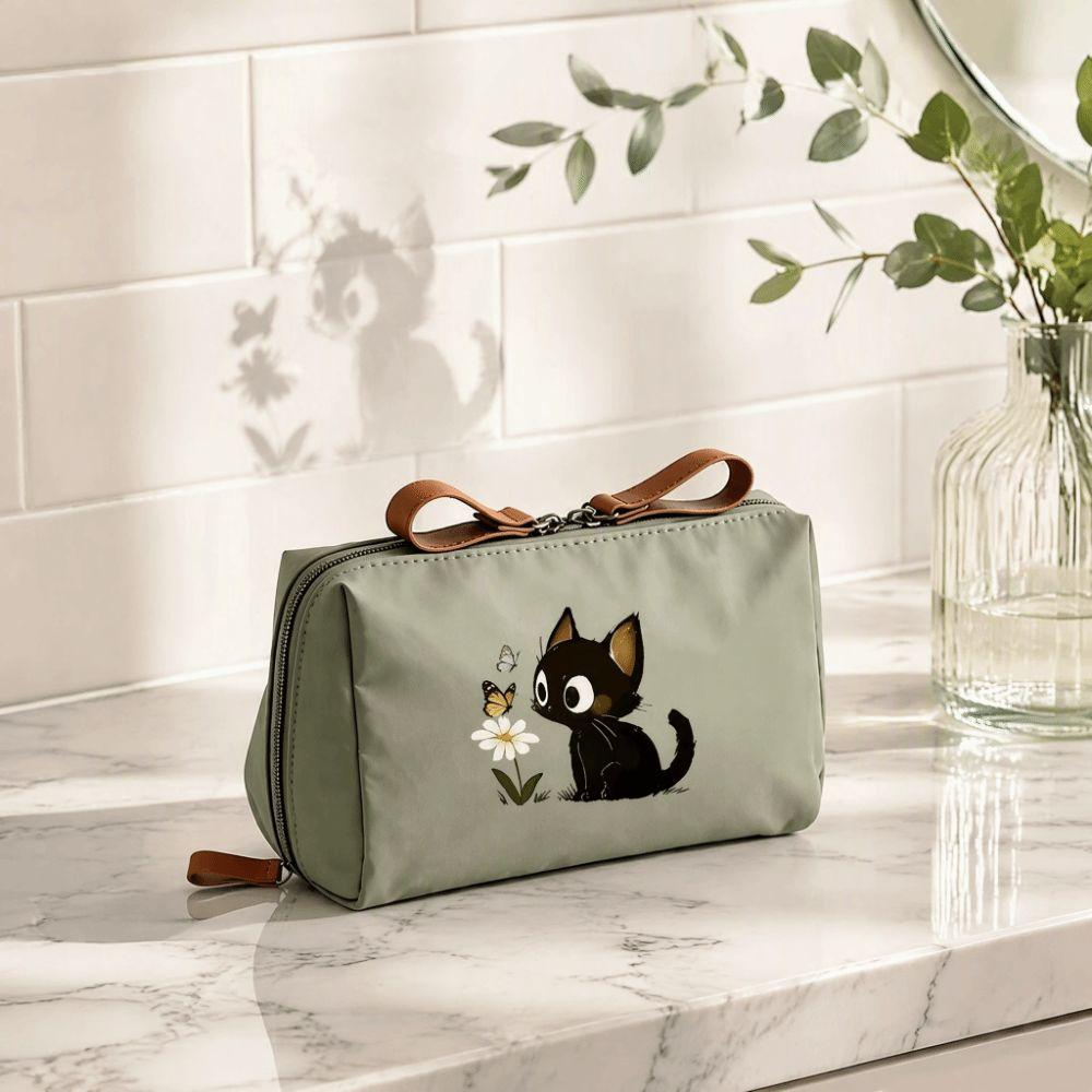 Portable Size Makeup Bag Cat Printed Storage Organizer Simple Cosmetic Pouch Travel Use