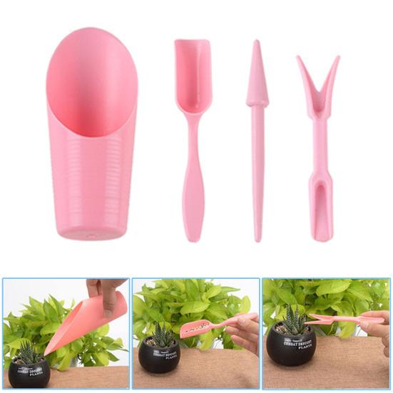 4Pcs Plant Tool Set Digging Shovel Scoop Lifter Hole Punch Succulent Gardening Kit Pink Black Green Easy Sowing Bonsai