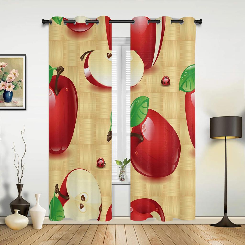 Black Ladybug Modern Hallway Curtains Red and For Living Room Spaces Kitchen Spaces Boys and Girls Bedroom Full Length Curtain For Window Spaces