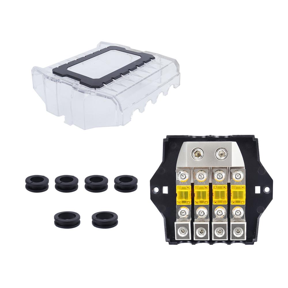 Car 4-Way 80A 32V Fuse Holder HiFi Auto Fuse Distribution Block Replacement