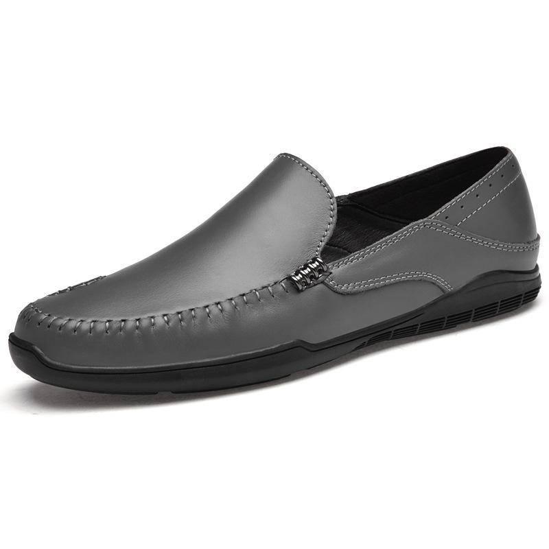 

Мужская кожаная обувь 2025 новая мода британский стиль деловая классика одна педаль обувь Doudou мягкая подошва дышащая обувь для вождения 46