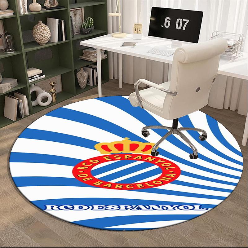 Real Sociedad Crest Design Round Rug for Livingroom,Bedroom, Palyroom, Chair Rug, Area rug, Circle Carpet, Large Size Fan Christmas gift