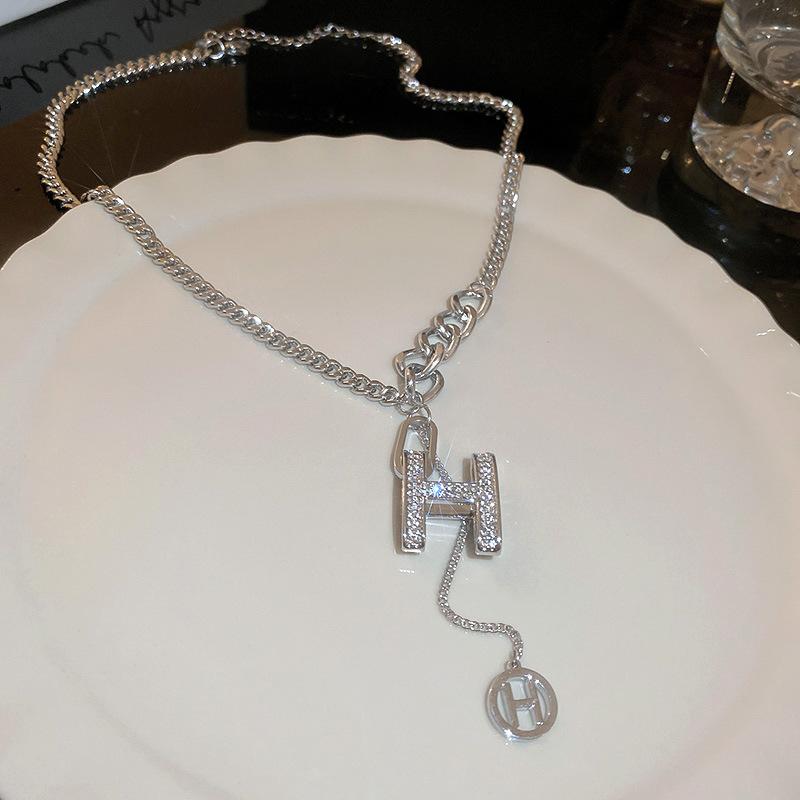 Diamond Letter Necklace ins Collarbone Chain Pendant Necklace Female