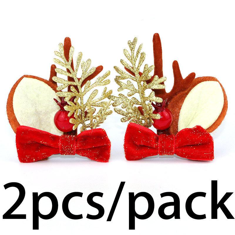(2pcs) 6.5*7.5cm Christmas Antlers Hair Clip Hair Accessories Puff Christmas Wind Hair Accessories Cute Velvet Antlers Headband