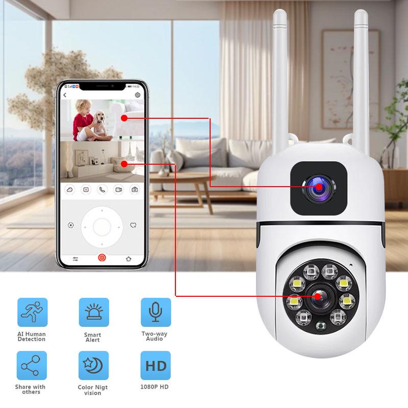 360° Dual-Lens WiFi Home Surveillance Camera HD 2MP