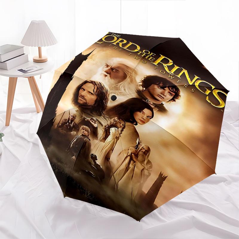 1pc Lord of the Rings Two Towers Automatic Folding Umbrella - Compact 8-Rib Design, Durable Plastic & Iron1125L