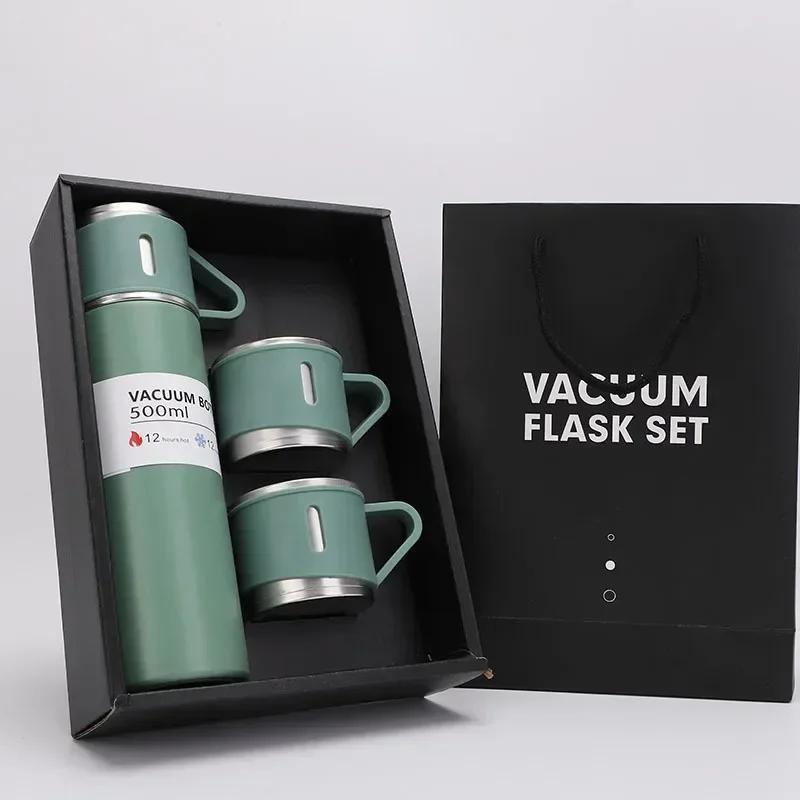 500ML 304 Stainless Steel Vacuum Insulated Bottle Gift Set Coffee Mug Business Style Insulated Water Bottle for Tea Coffee Drink