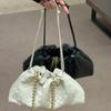 New Woven Cloud Bag Garbage Bag Leather Drawstring Armpit Bag Hand-held Chain Minimalist Style Versatile Single Shoulder Women's Bag
