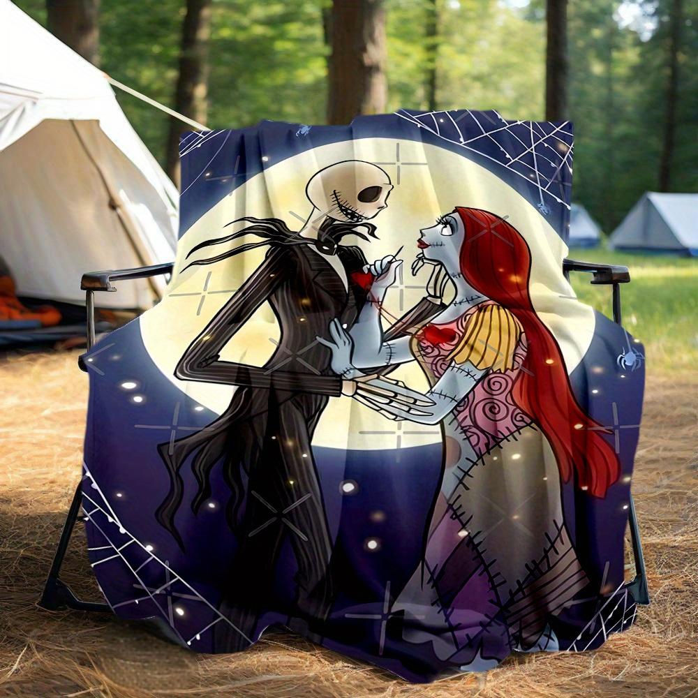 1pc, Disney Jack Skellington and Sally Blanket Seasonal Universal Home Decorative Throw Blanket, Living Room, Travel, Camping, Car Blankets