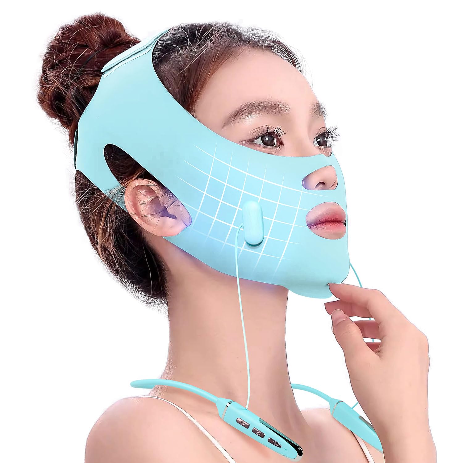 

EMS Для краси обличчя Шия Обличчя 5 4 Функції Домашня краса Високо Унісекс Пристрій, Ремінець, Пояс V-подібної форми, Рівні, Режими, Лікування, Дихаючий, Еластичний, синій