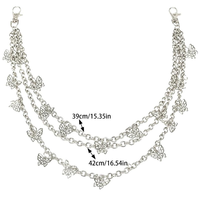 Skirts Chain Three Layer Chain Butterfly Shape Pendant Charm Chain for Teens