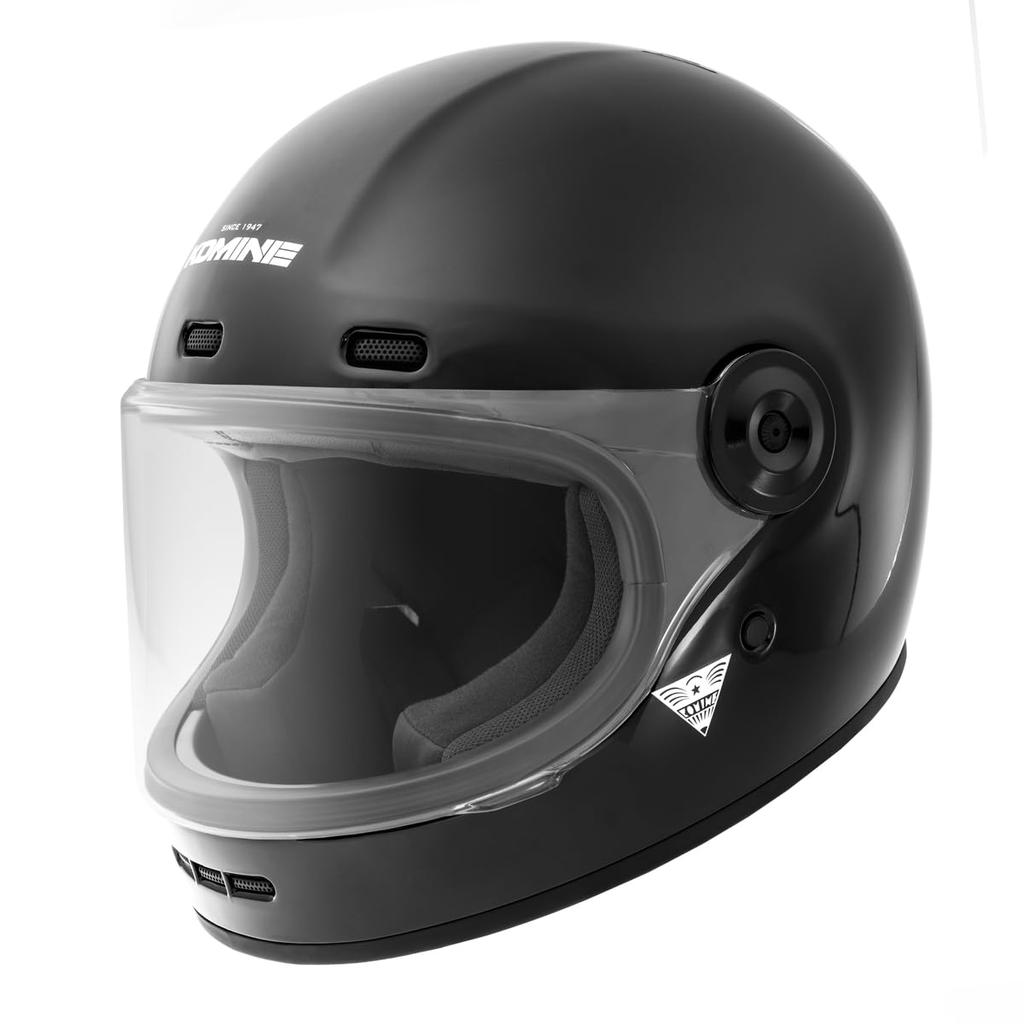 KOMINE Neo Retro Full Face Motorcycle Helmet Gloss Black M HK-190