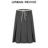UR2026 Women's Color-Block Drawstring Pleated Skirt
