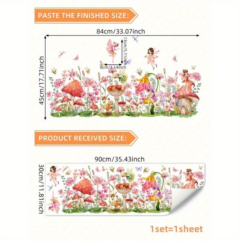 Pink Purple Floral Fairy Butterfly Girls Wall Stickers for Living Room Bedroom Sofa Decor Self-Adhesive Vinyl Decal for Home Festival Decor Stickers