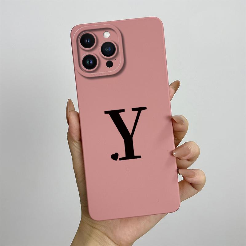 For iPhone 13 Pro Max Case iPhone 13 Pro Cover Cute Couple Initial Letters Square Skin Phone Case Matte Shockproof Back Cover