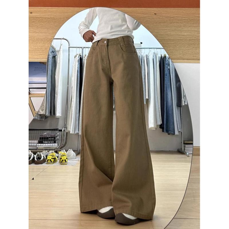 Women's Low-Waist Wide-Leg Flare Jeans In Khaki Latte Brown