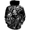 Hoodies Mannen Schedel 3D Grafische Print Sweatshirts Pullover Tops met Zak