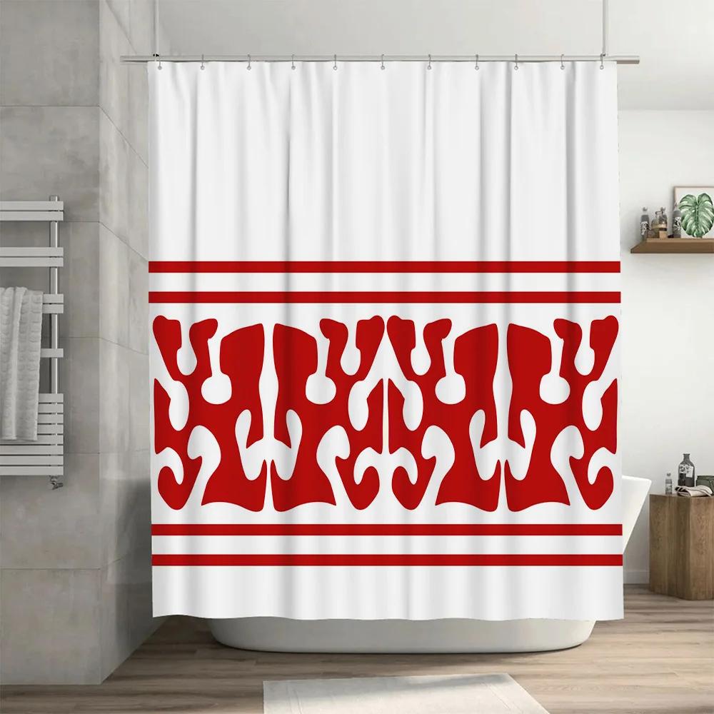 Modern Red White Shower Curtain Decorative Waterproof Bathroom Shower Door Panel Home Decoration (180X275Cm) Available On Aliexp