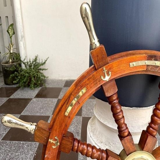 Ships Wheel, Wooden Boat Steering Captains Helm 24" Maritime Wheel Gift