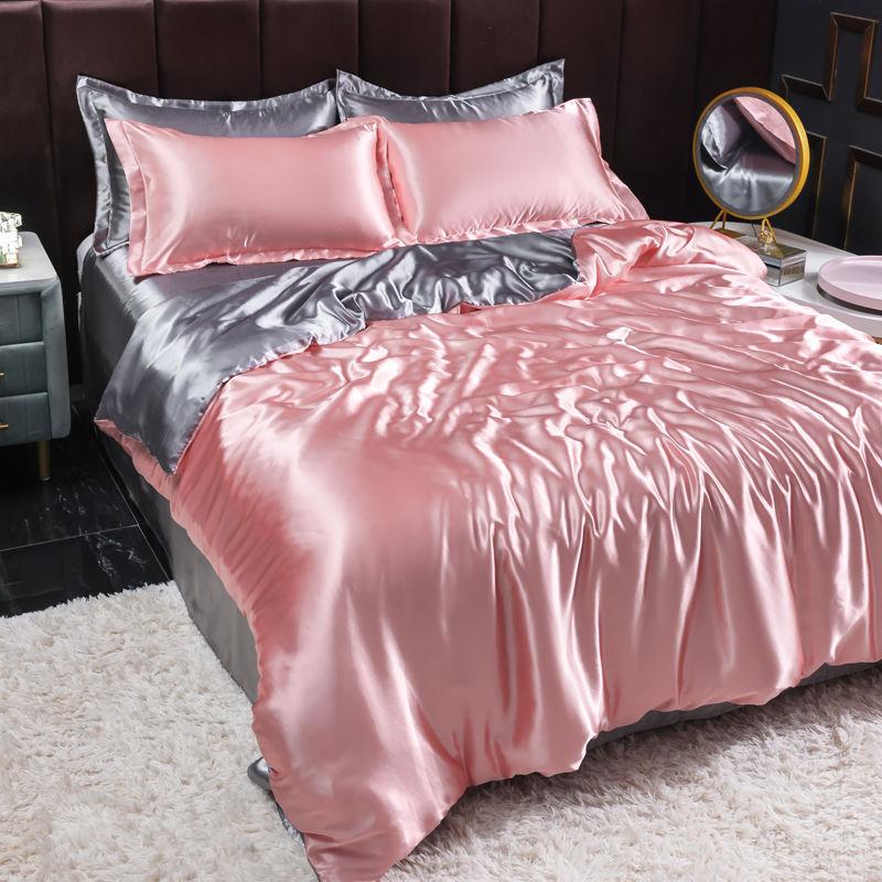 Bedding Set Solid Color Luxury Bedding Kit Rayon Satin Duvet Cover Set Twin Queen King Size Bed Set 3pcs/4pcs Home Textile