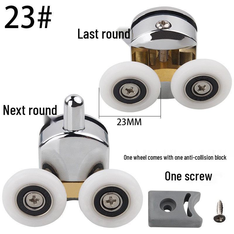 Vintage Round Arc Sliding Glass Door Roller for Shower Rooms - Push-Pull Hanger Wheel