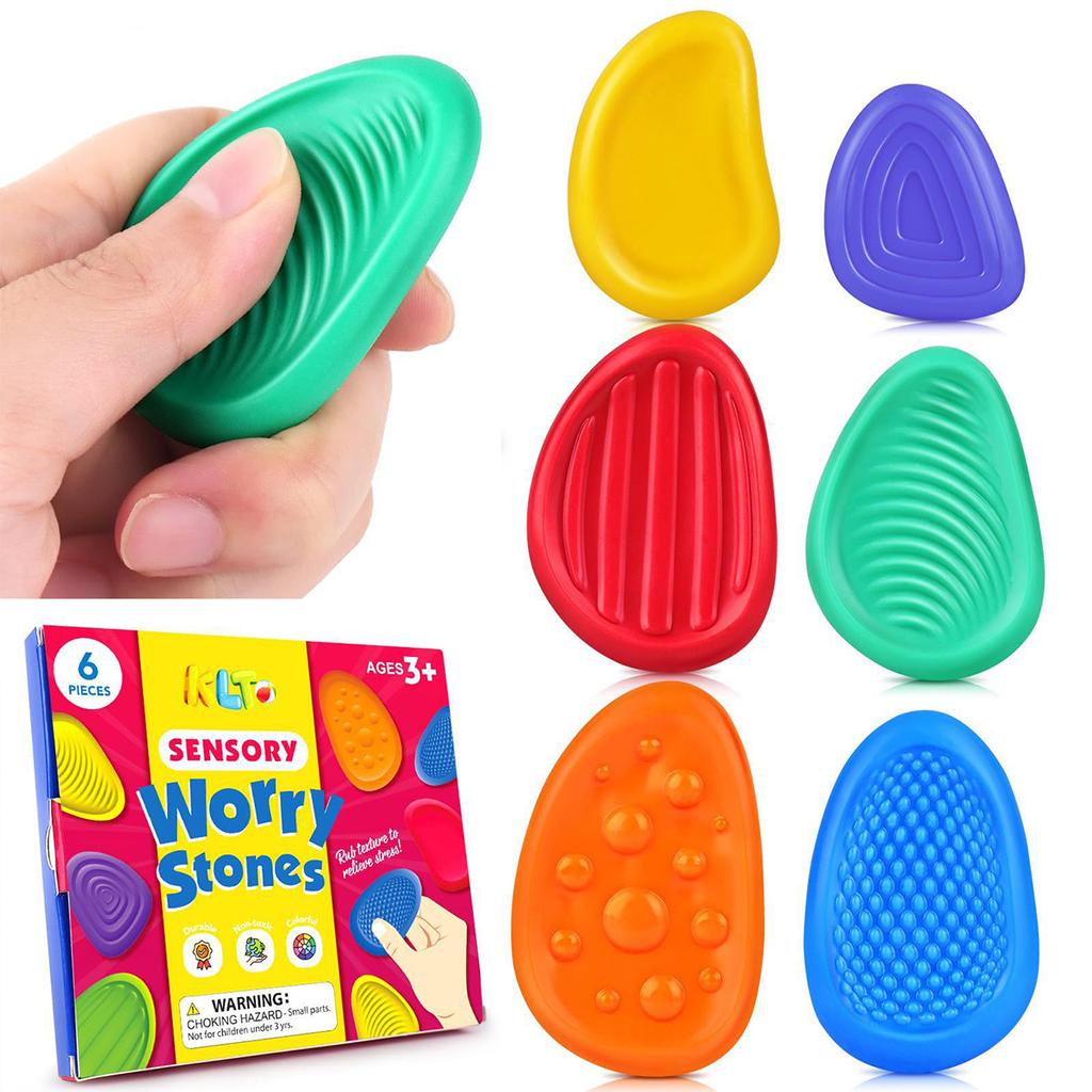 Fidgeting Toys Adults Tactile Silicone Stone 6 Pack Textured For  Kids Calming Down Fidgeting Stress Relief Toys